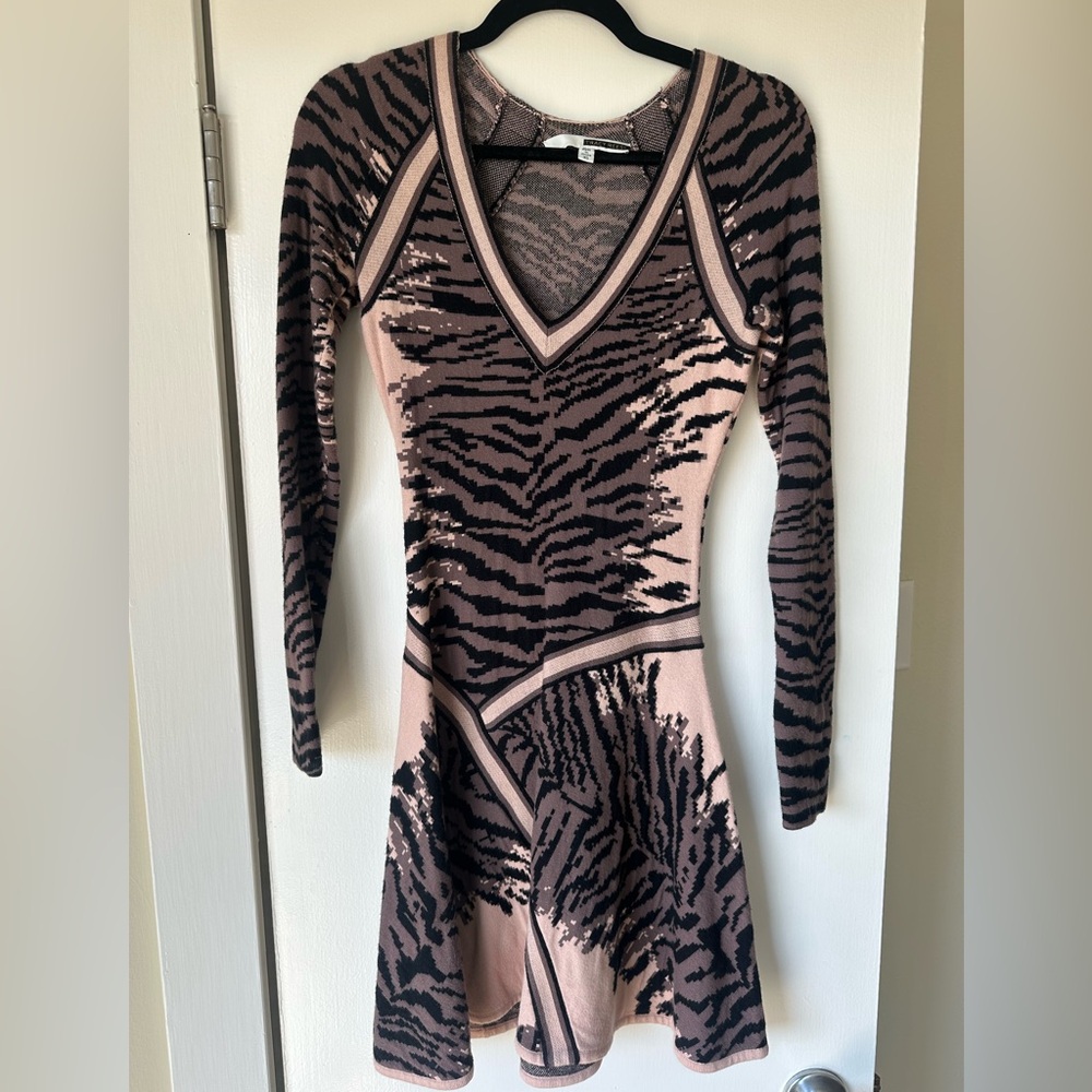 Tracy Reese Black and Pink Long Sleeve Dress